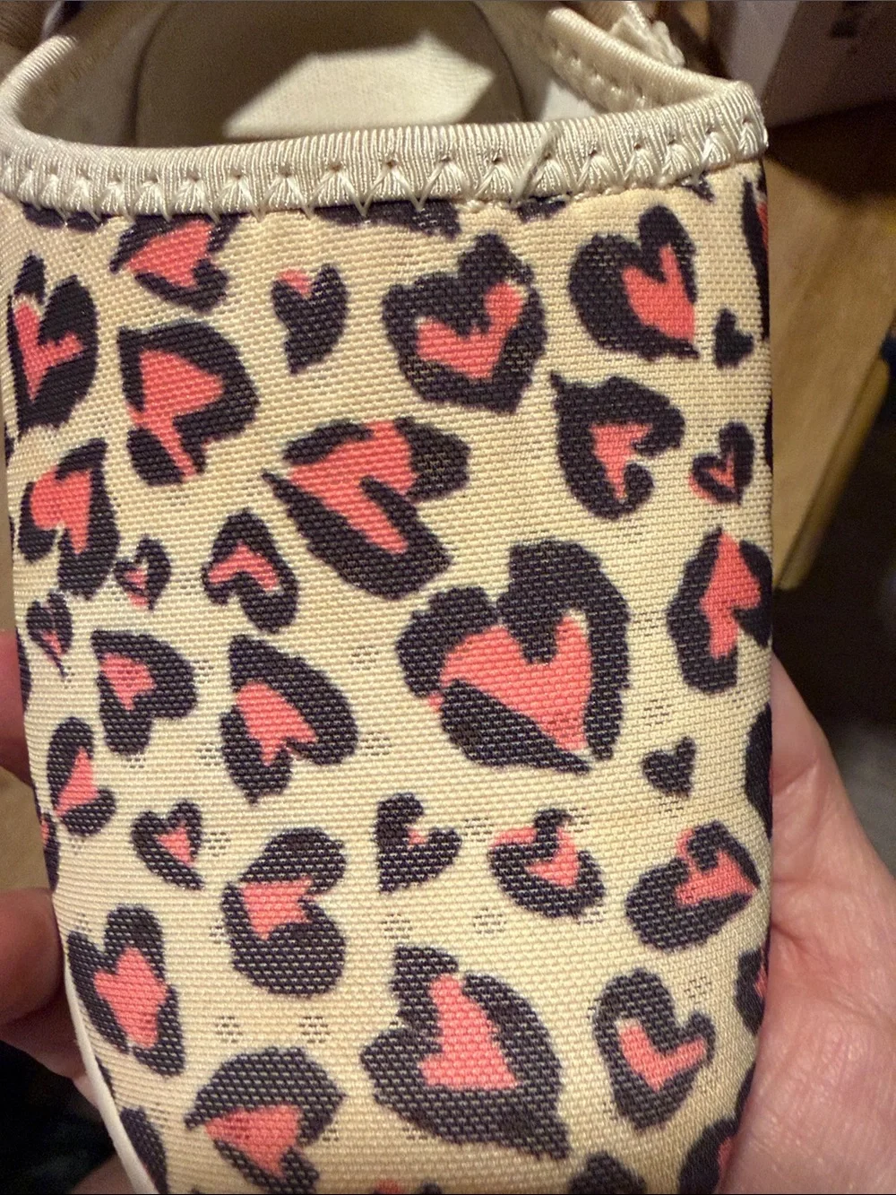 Kids Leopard Heart Slip-On Water Shoes in Beige and Pink